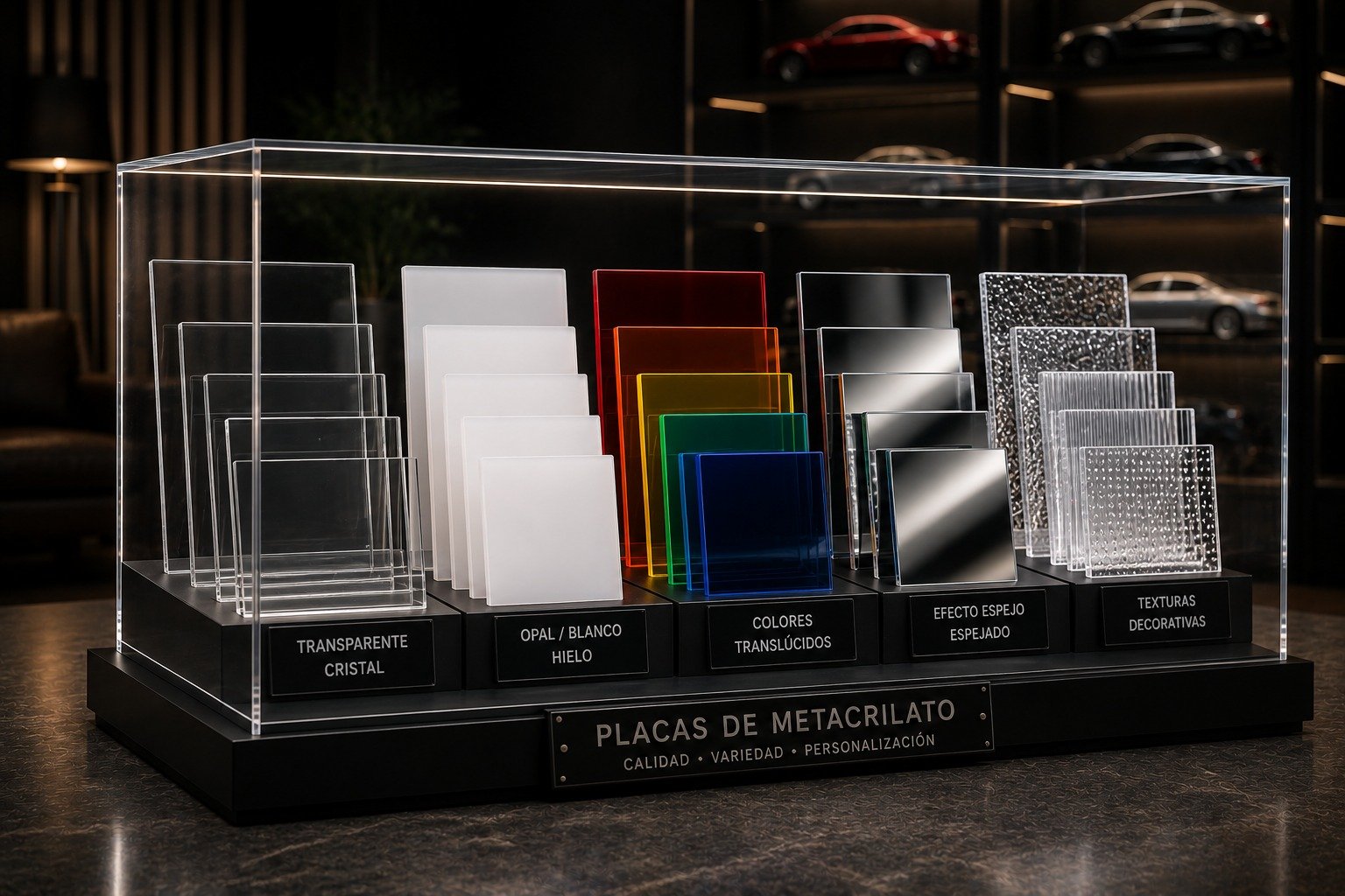 Muestras de placas de metacrilato